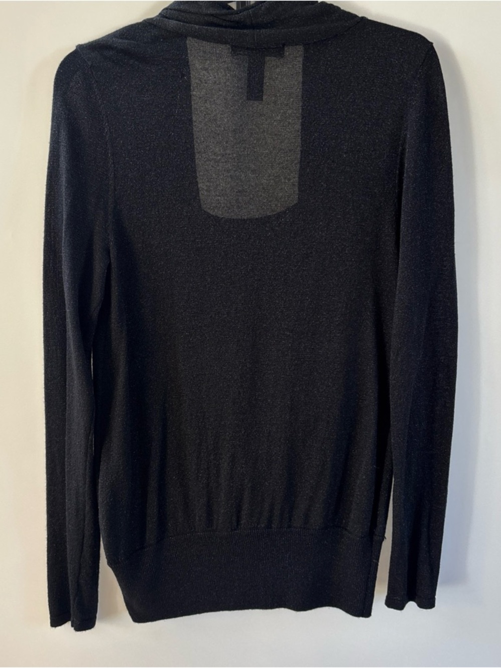 INC Women's Black Metallic Drape Front Sweater Top, Large - Picture 4 of 5